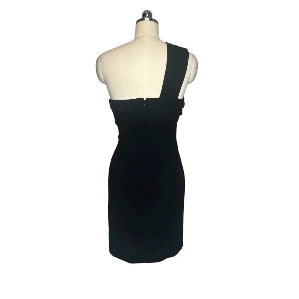 Trina Turk Times Square  Black One Shoulder Cocktail Mini Dress | Size 8 - Picture 5 of 8